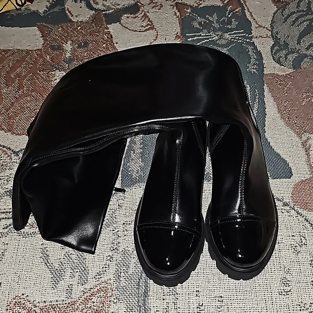Azura Ioanna-B thigh high boots black faux leather euro size 42